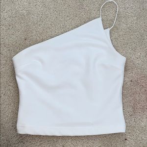 PrincessPolly White 1 shoulder crop top- 6